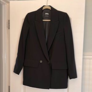 Zara Black Double-Breasted Blazer never worn